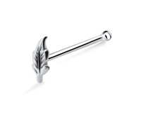 Leaf Large Silver Bone Nose Stud NSKD-749